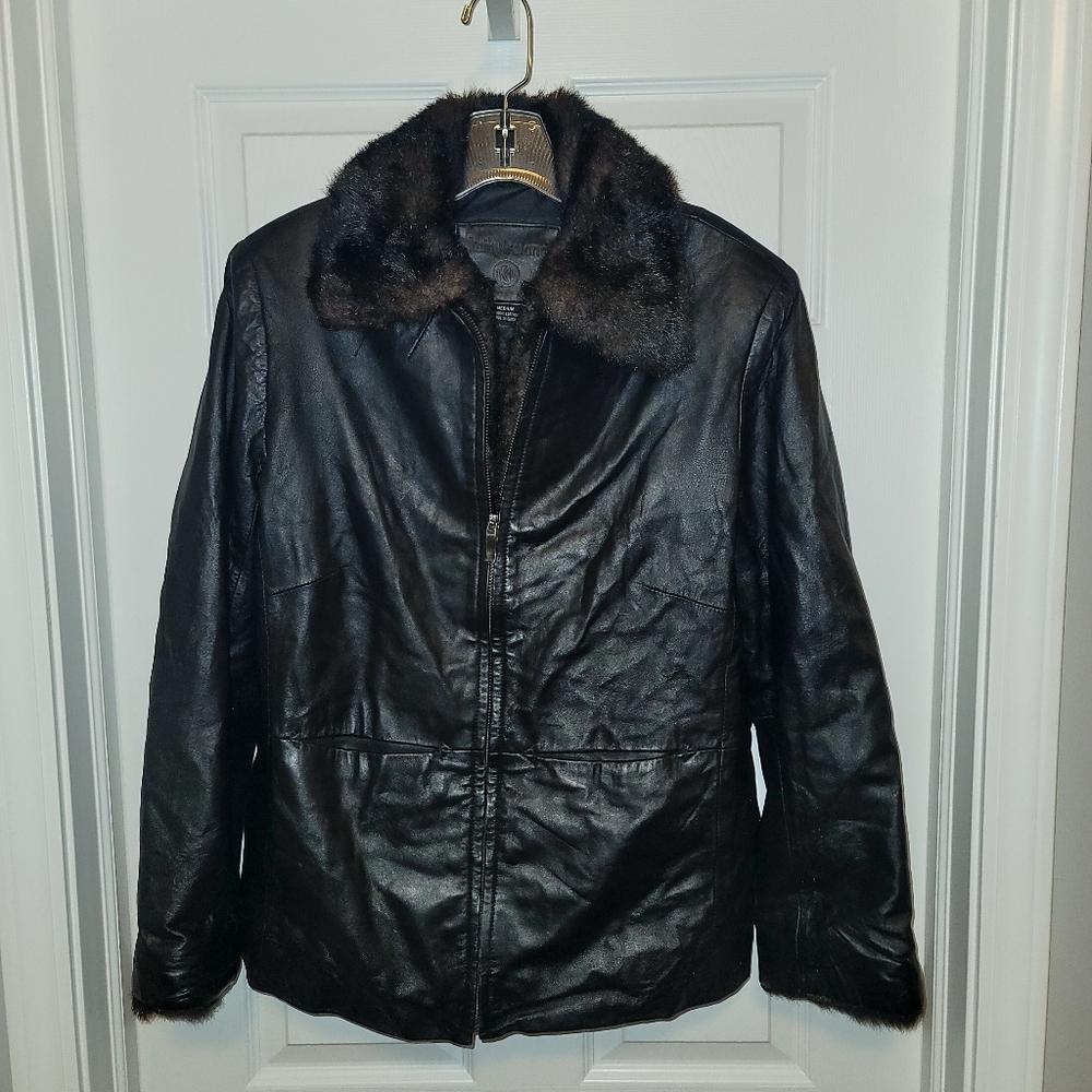 Women's Kathy Ireland Leather/Fur Coat